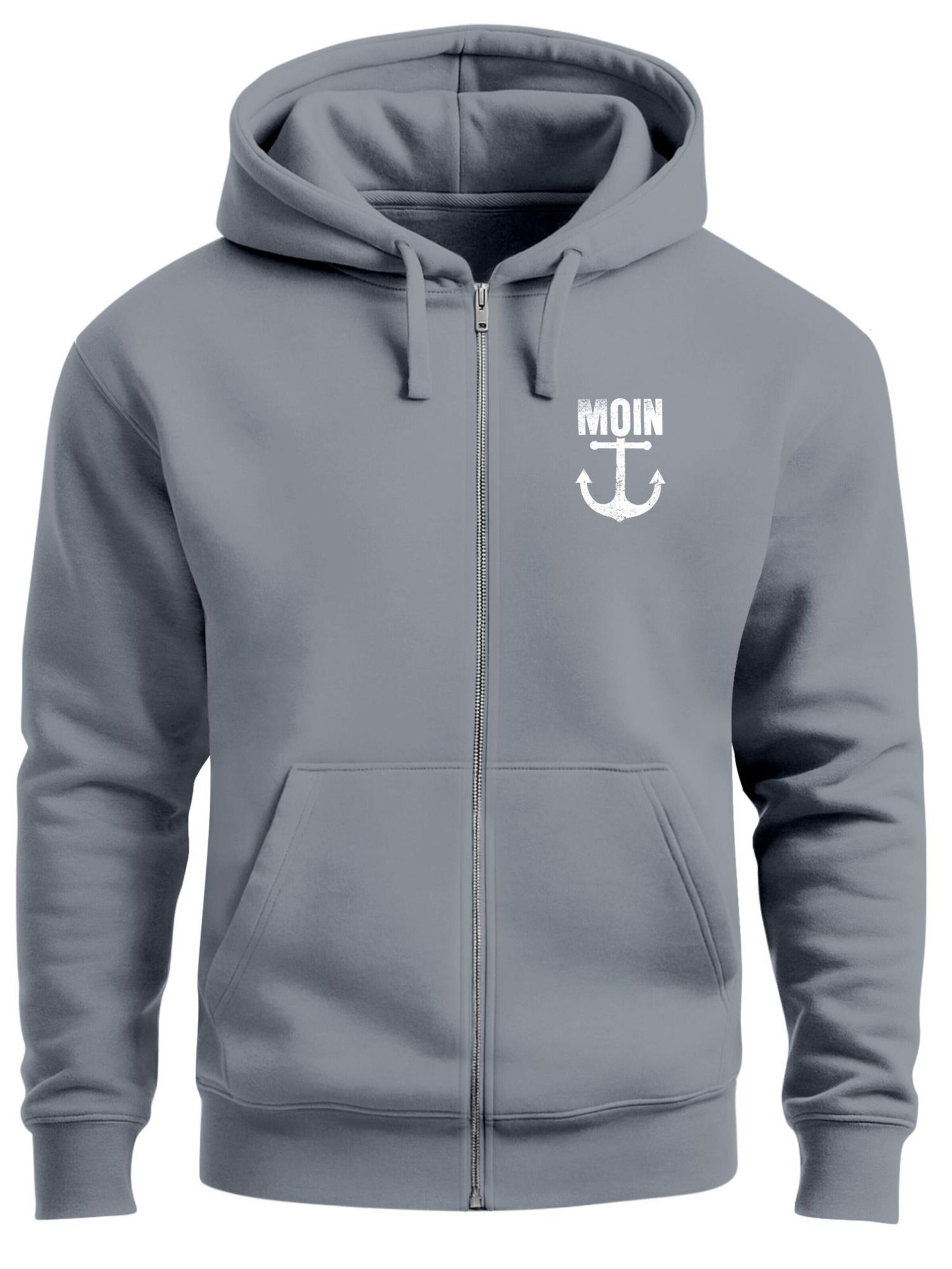 Neverless Zip-Up Hoodie 'Moin Anker' in Grey: front