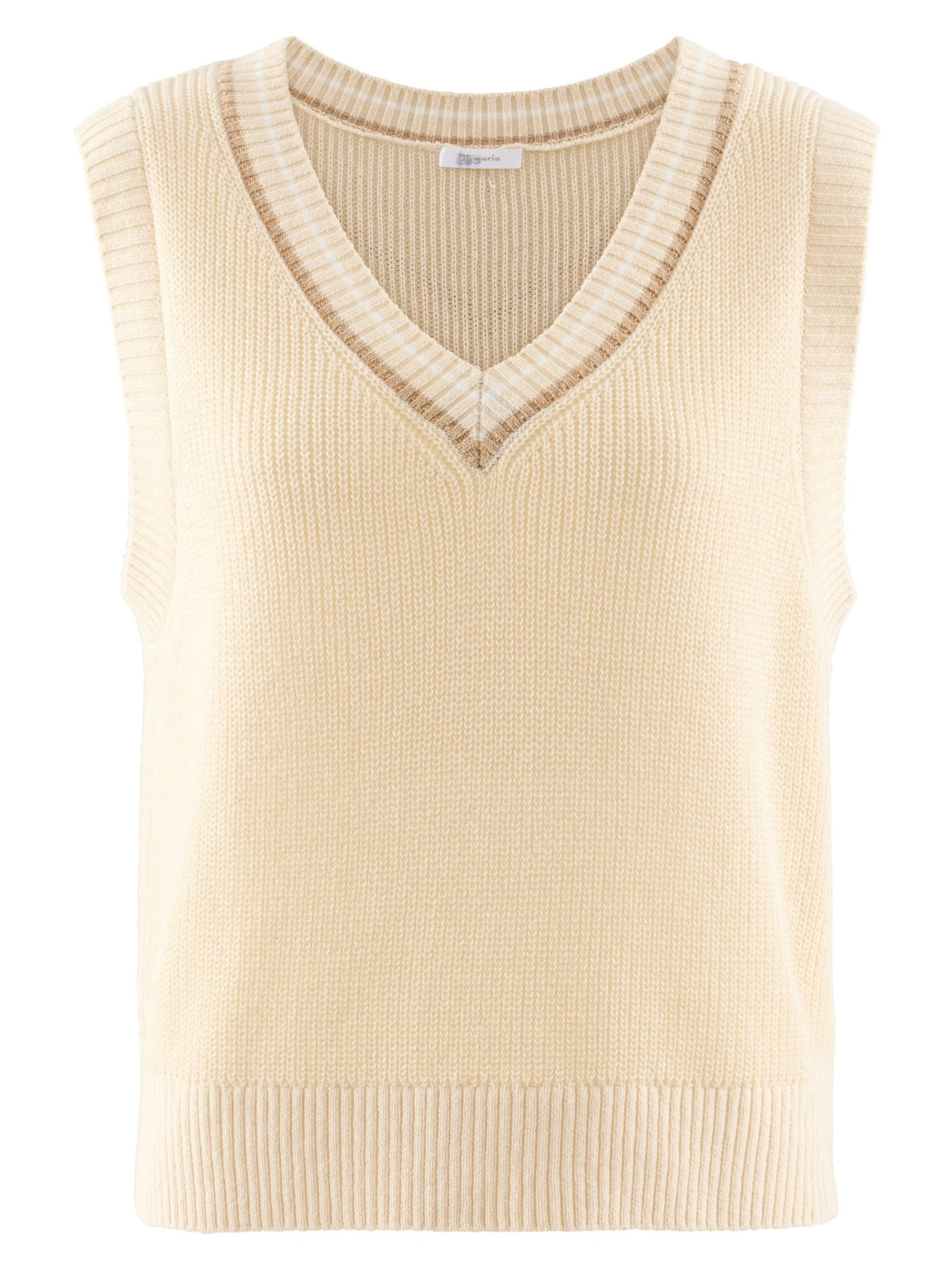 Tamaris Sweater in Beige / Dark beige / White, Item view