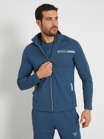 GUESS Zip-Up Hoodie in Blue: front