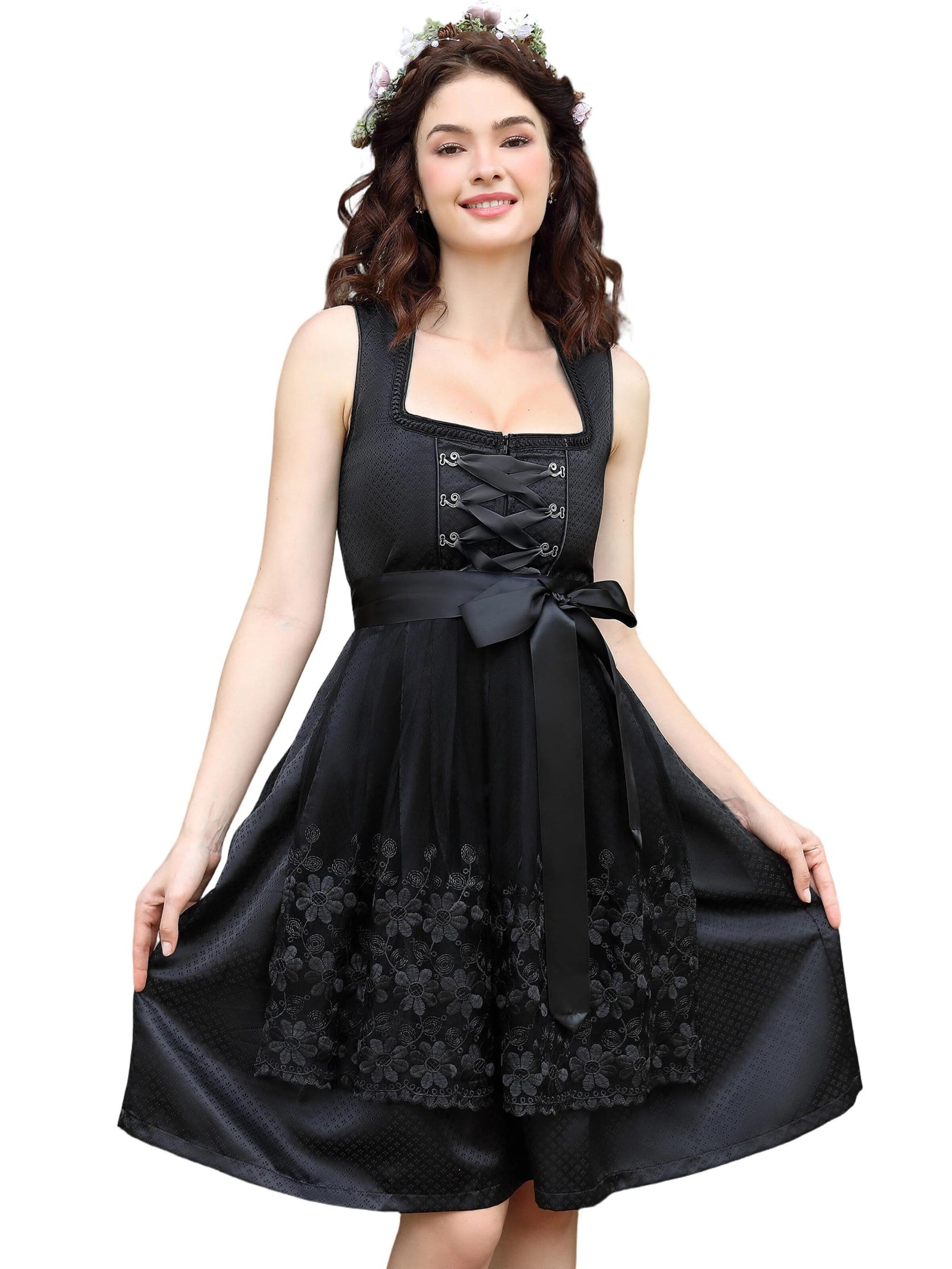 Yesfashion Dirndl‌‌ in Schwarz: Vorderseite