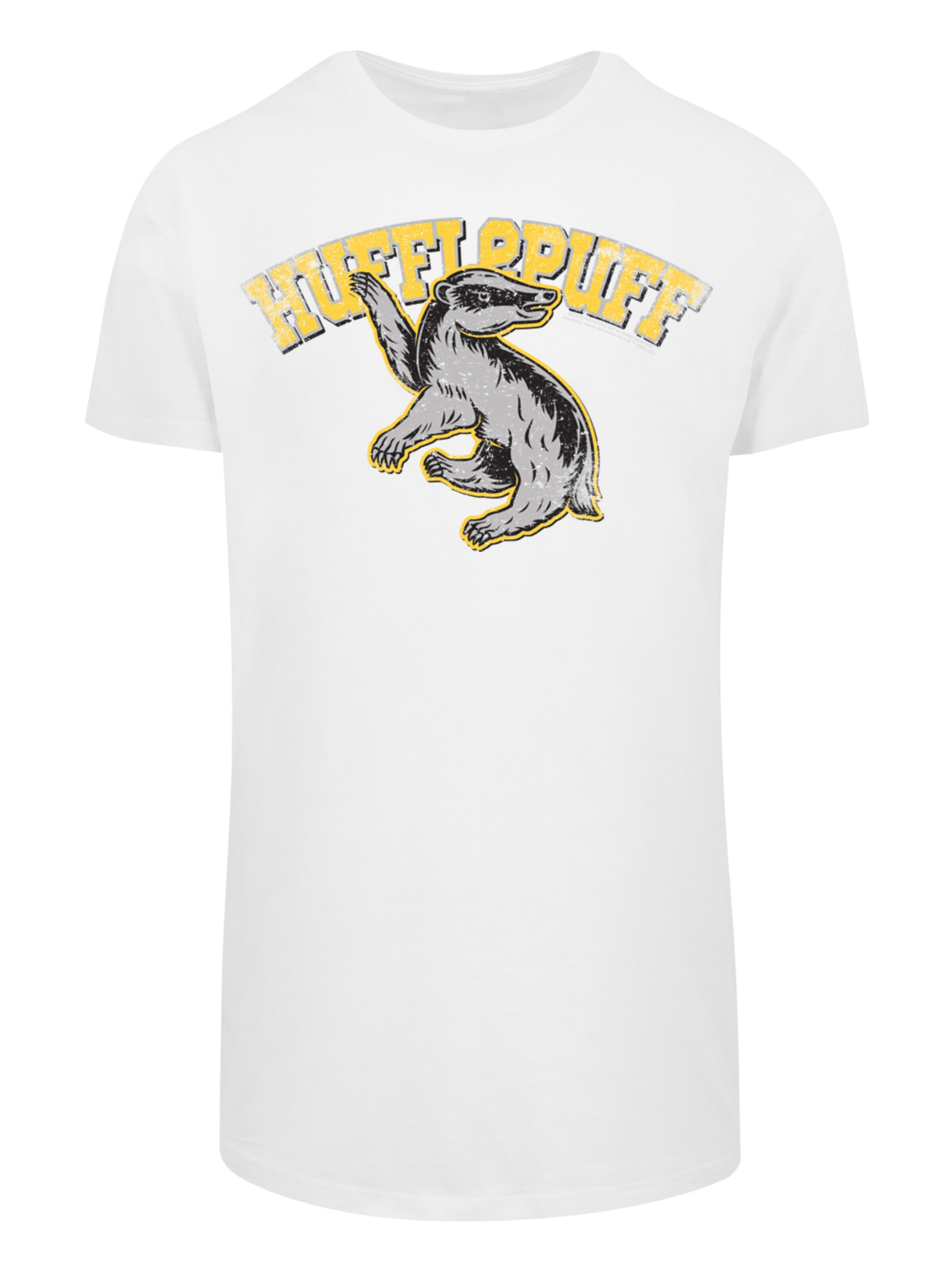 T-Shirt 'Harry Potter Hufflepuff Sport Emblem' F4NT4STIC en blanc : devant