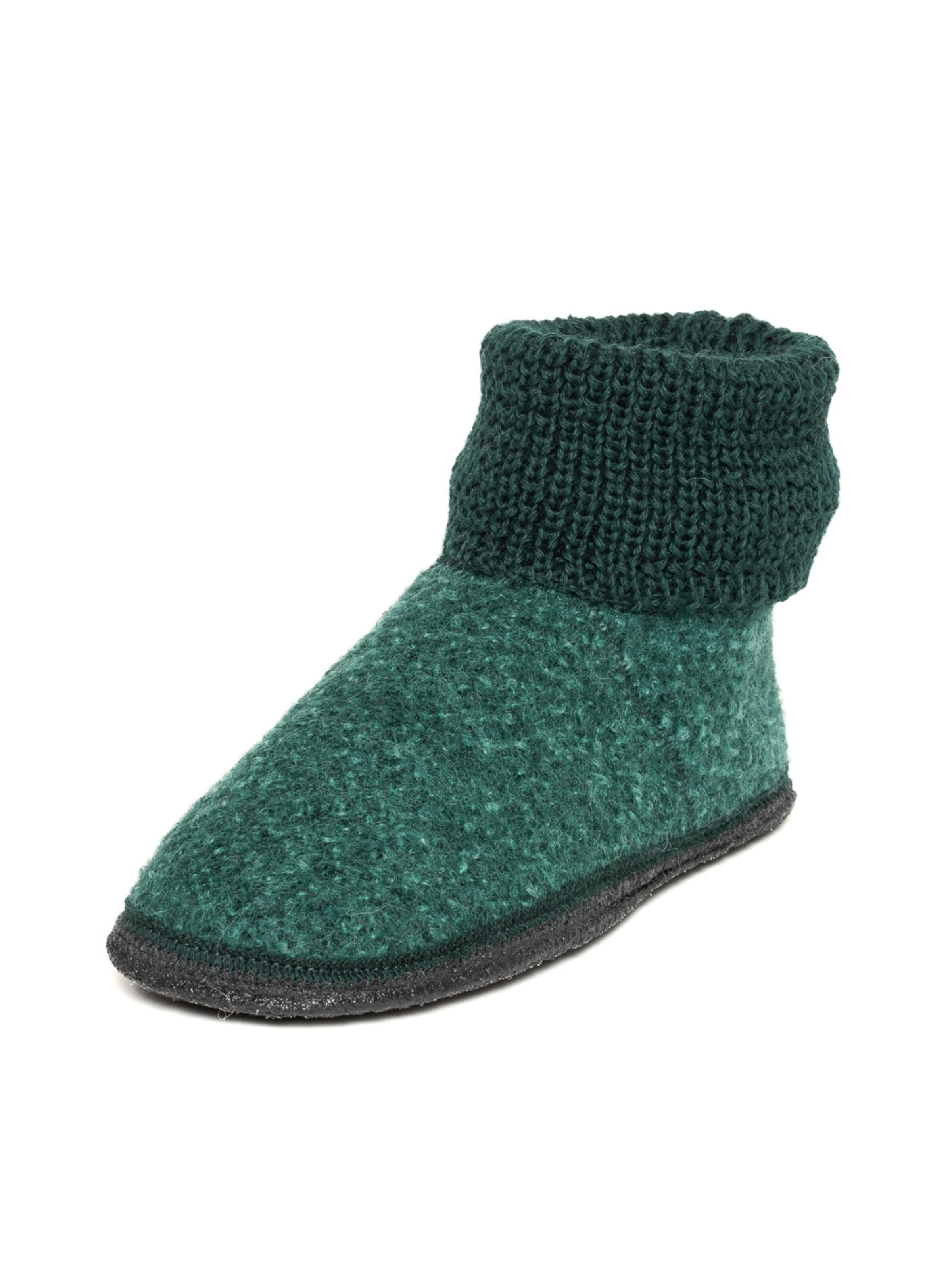 Gottstein Slippers 'Hüttenschuhe Wool Venture High' in Green: front