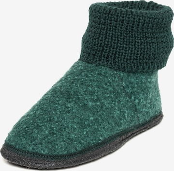 Gottstein Slippers 'Hüttenschuhe Wool Venture High' in Green: front