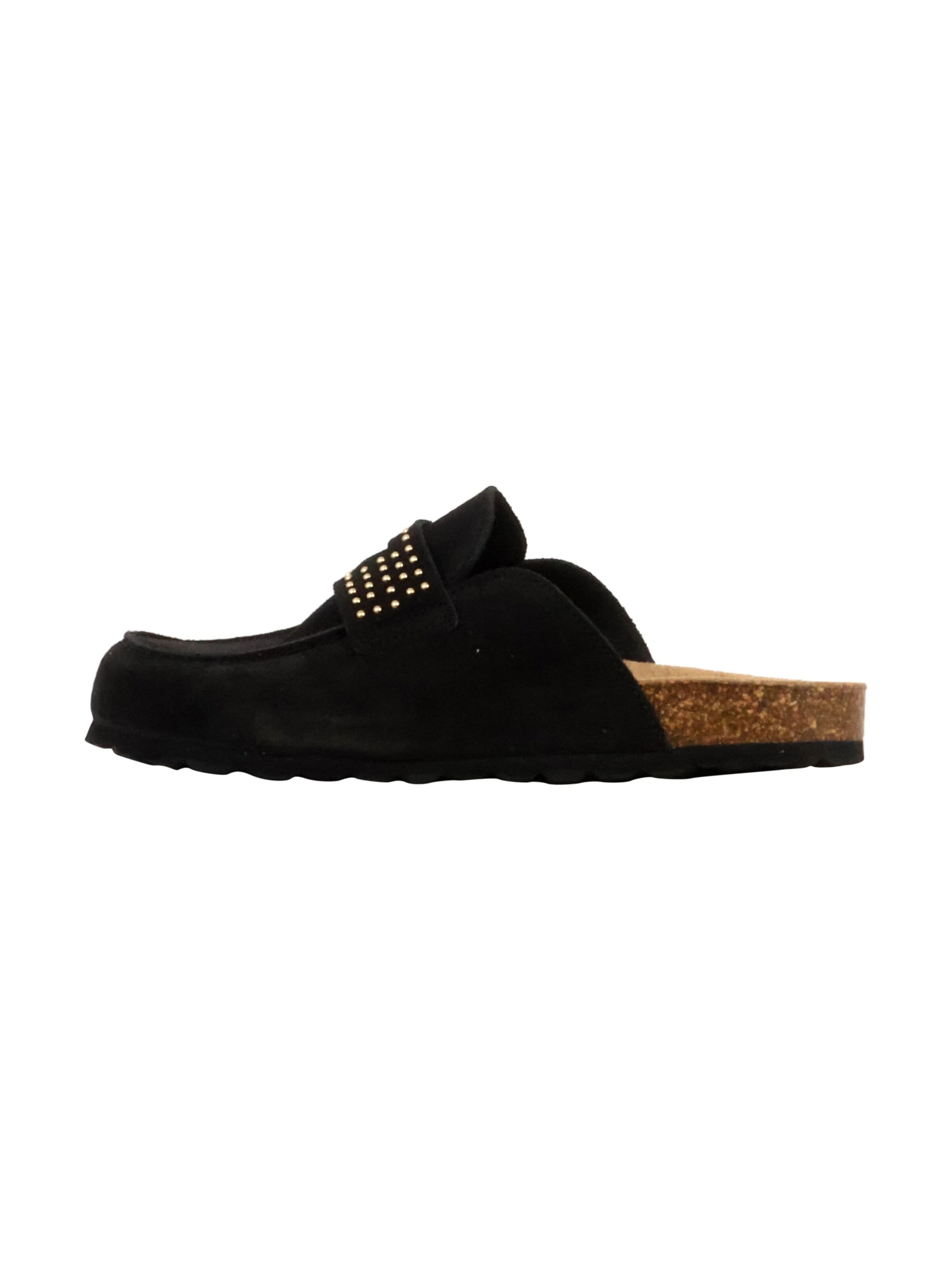 The Divine Factory - Zapatos abiertos 'Mokassin-Pantoletten aus Leder „Noga Gassirette“ mit Nieten' en negro: frente