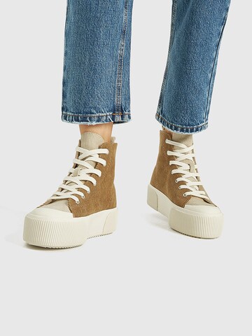 Pull&Bear High-Top Sneakers in Beige