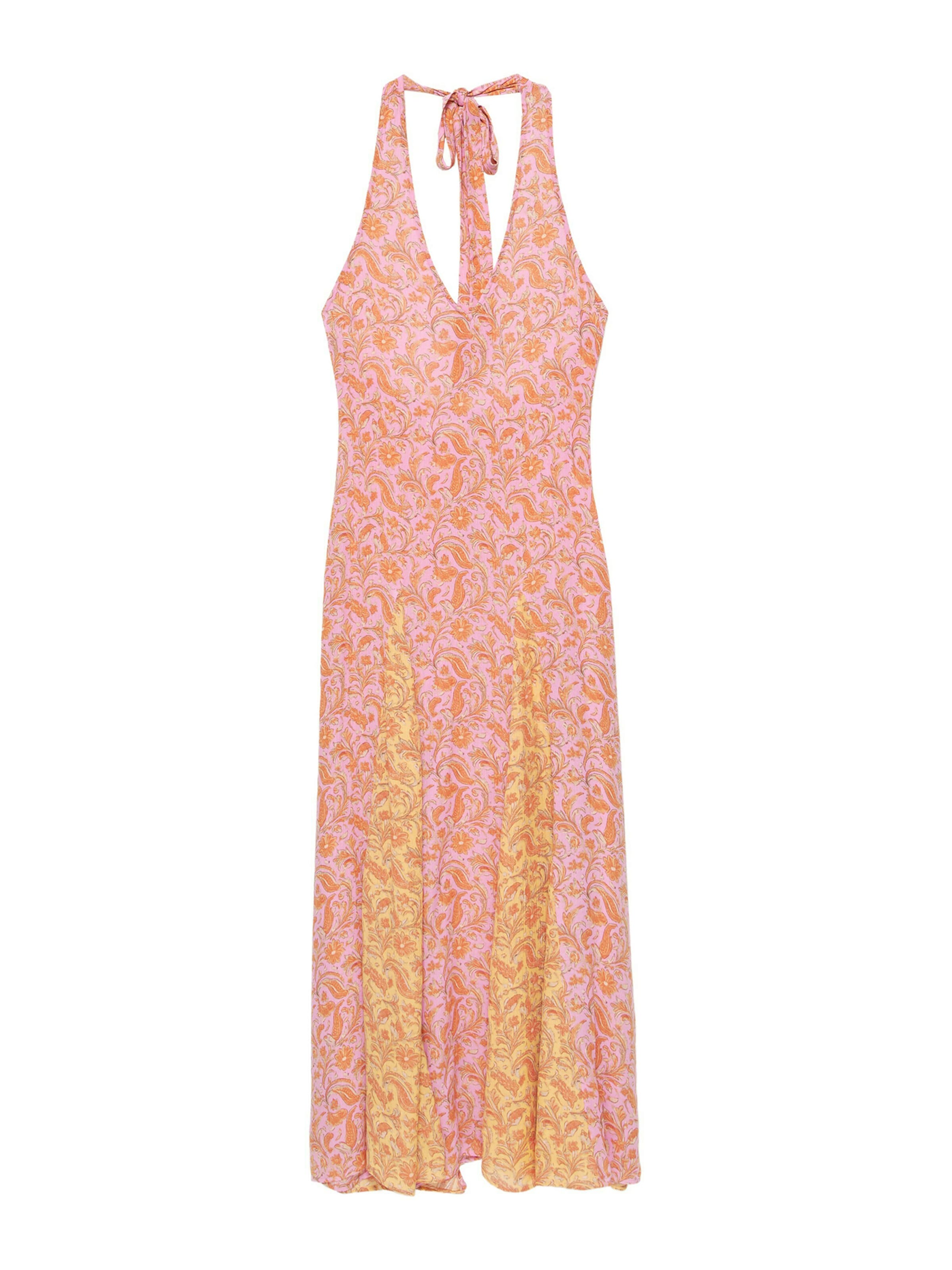 Pull&Bear Sommerkjole i 34 i gul / pastelgrøn / orange / lyserød, Produktvisning