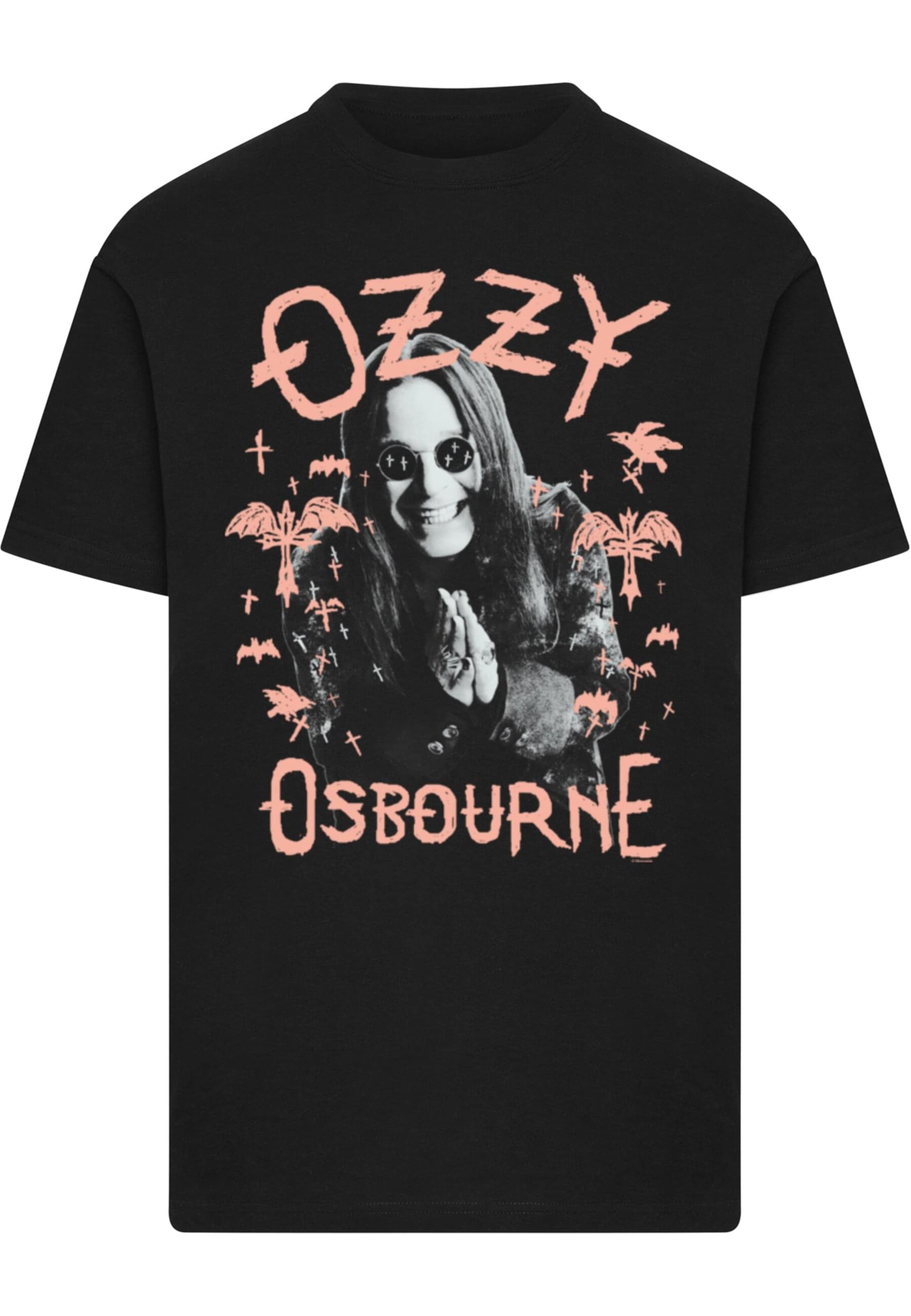 Merchcode Póló 'Ozzy Osbourne - Pink Bat' - fekete: elől