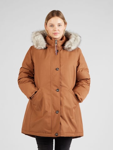 Parka invernale di Tommy Hilfiger Curve in marrone: frontale