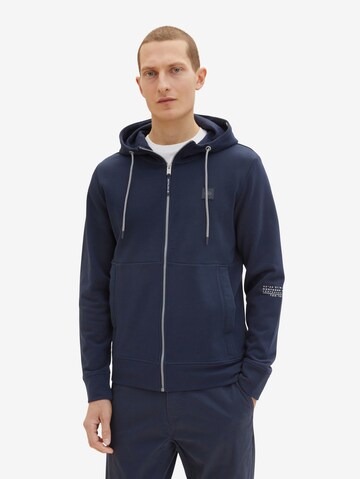 TOM TAILOR Zip-Up Hoodie in Blue: front