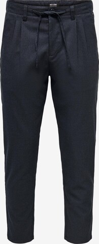 Only & Sons Tapered Pleat-front trousers 'LEO' in Blue: front