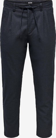 Only & Sons Tapered Pleat-Front Pants 'LEO' in Blue: front