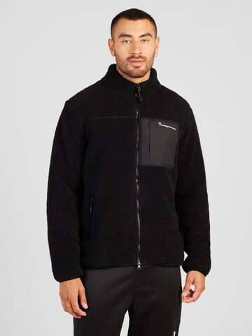 KnowledgeCotton Apparel Fleece jacket in Black: front