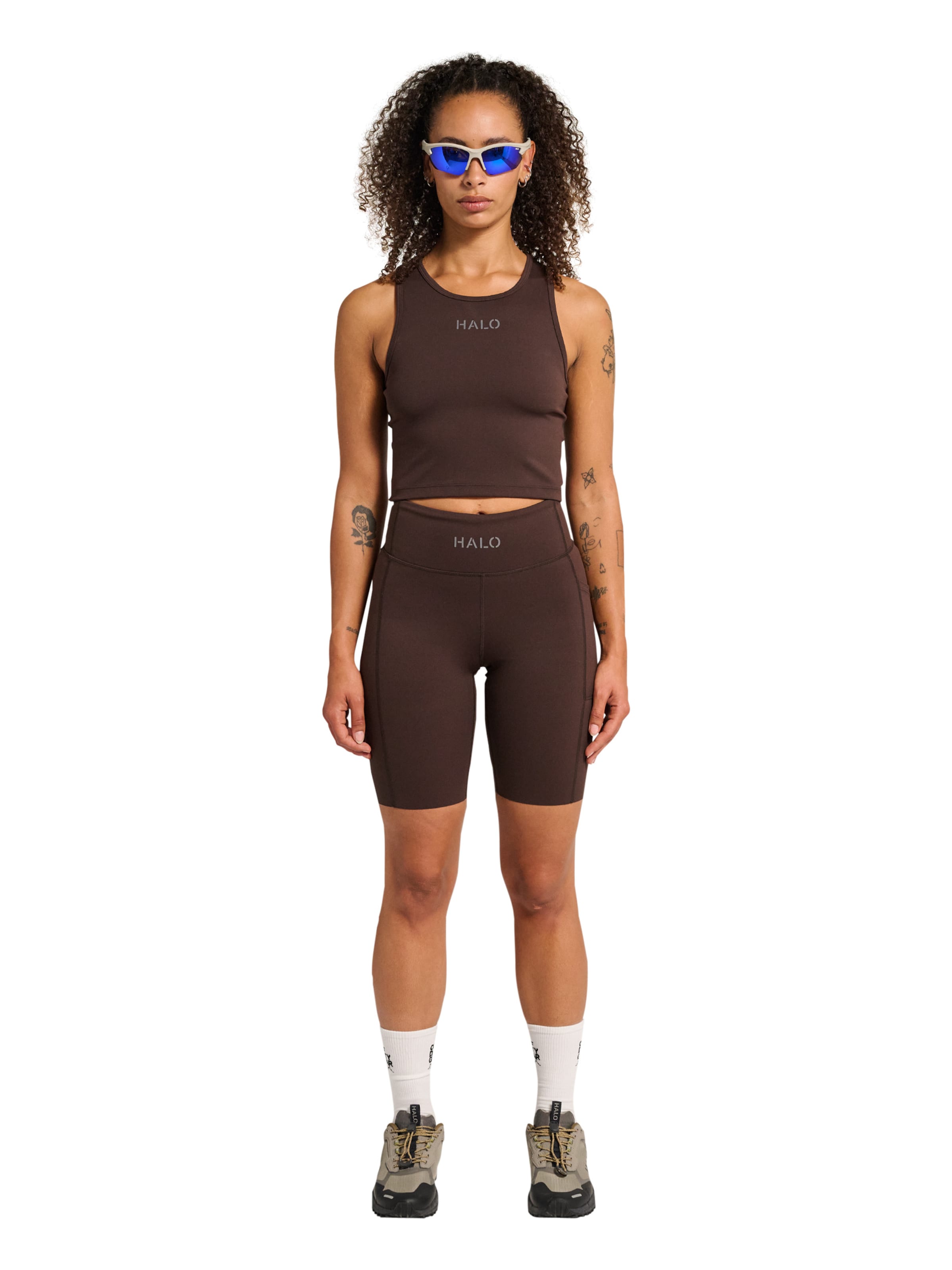 HALO Skinny Workout Pants in Brown: front