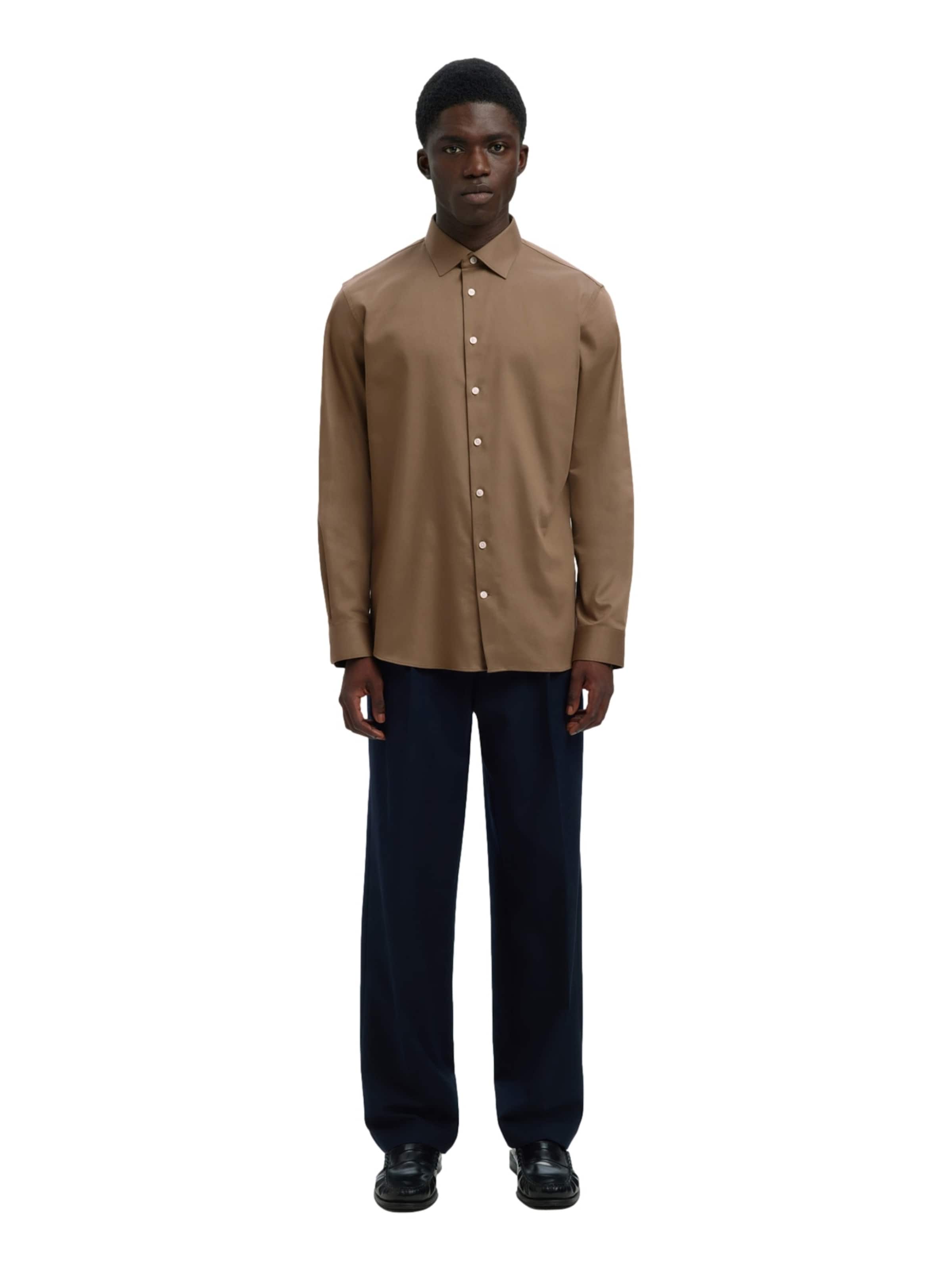 SELECTED Slim Fit Риза в кафяво