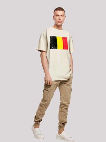 F4NT4STIC Shirt 'Belgium Belgien Flagge' in Beige