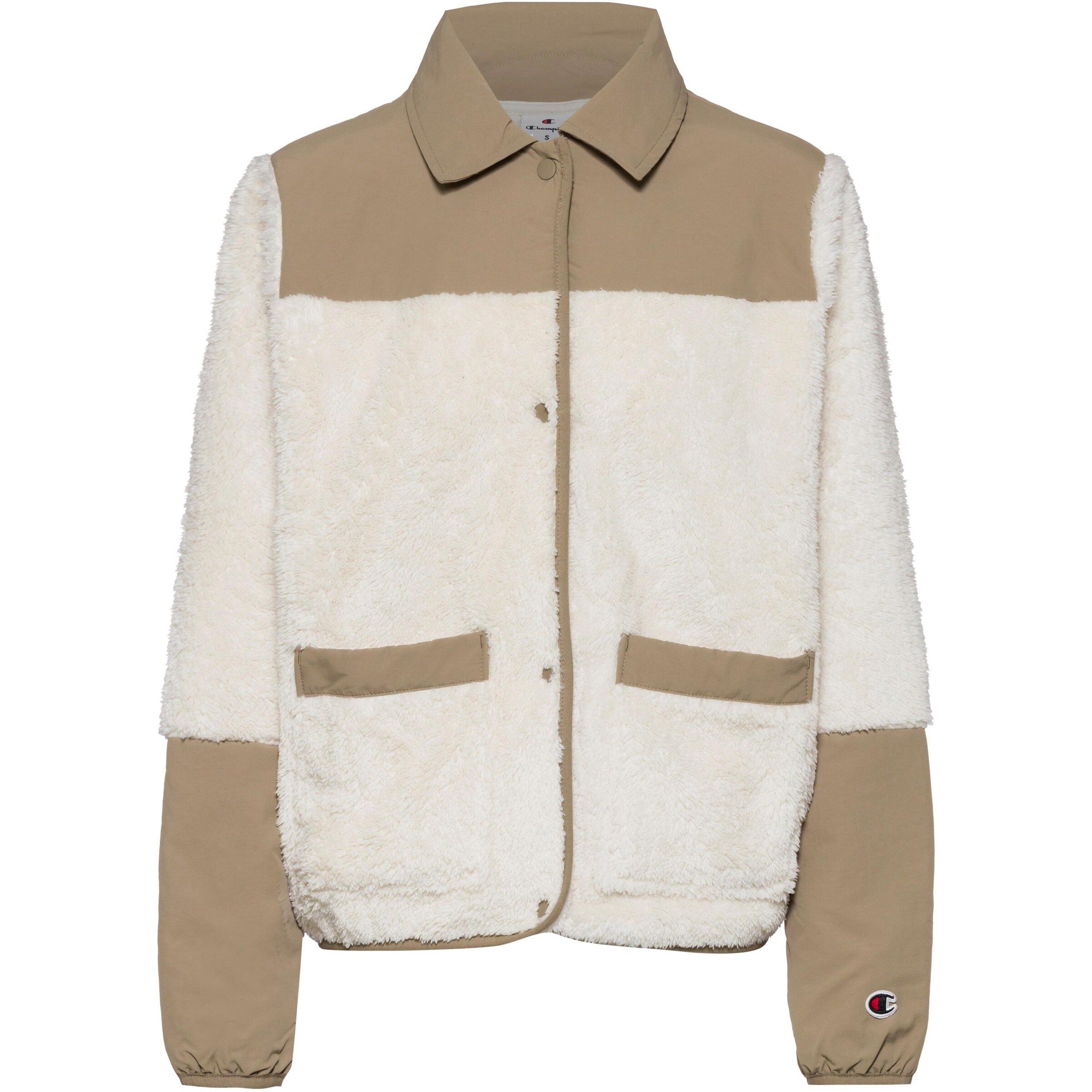 Champion Authentic Athletic Apparel Fleece Jacket in Beige: front