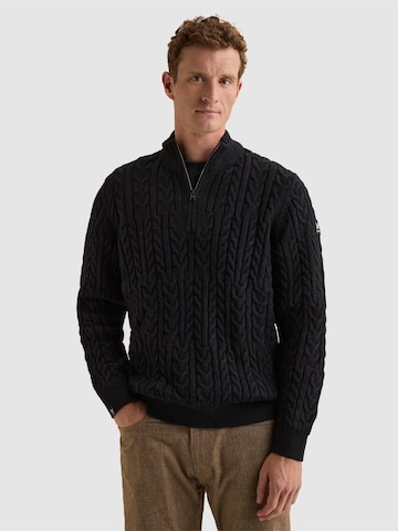 VANGUARD Sweater 'Wool-blend pullover with half-zip' in Blue: front