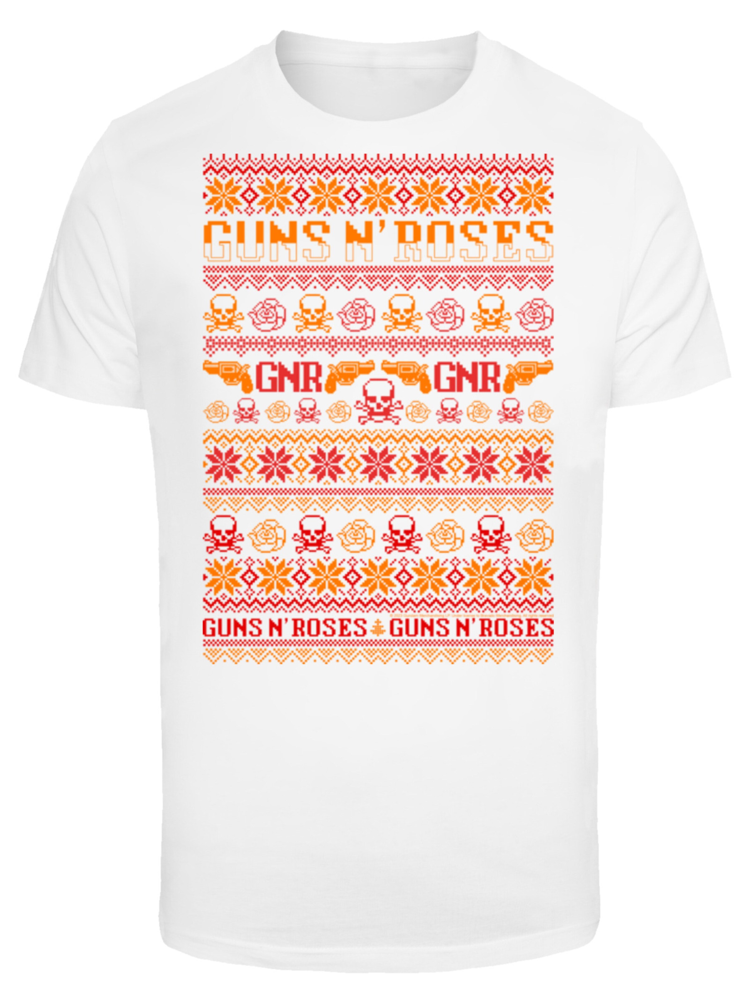 F4NT4STIC Shirt 'Guns And Roses Christmas' in White: front