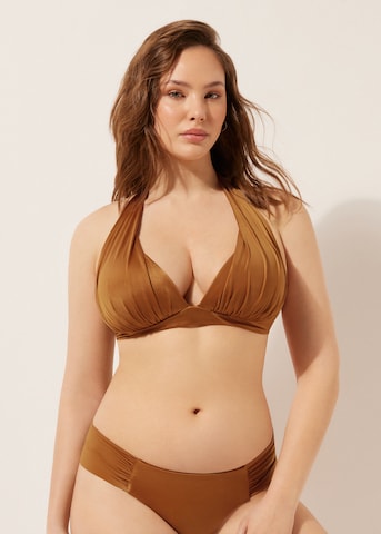 CALZEDONIA Triangel Bikinitop 'Shiny Satin' in Braun