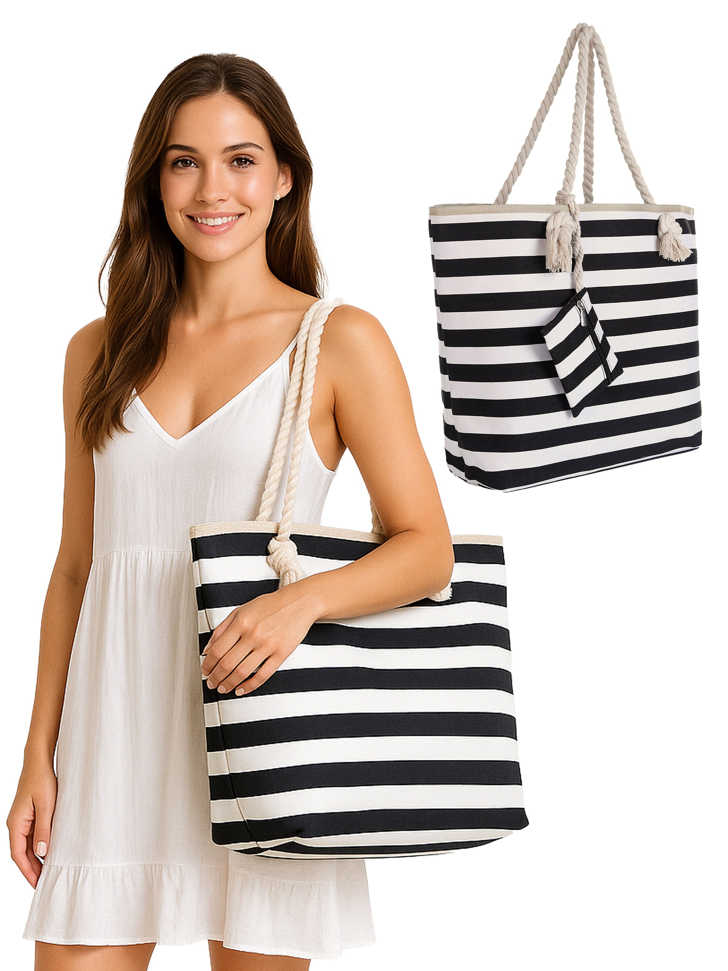 DonDon Beach Bag in Black: front