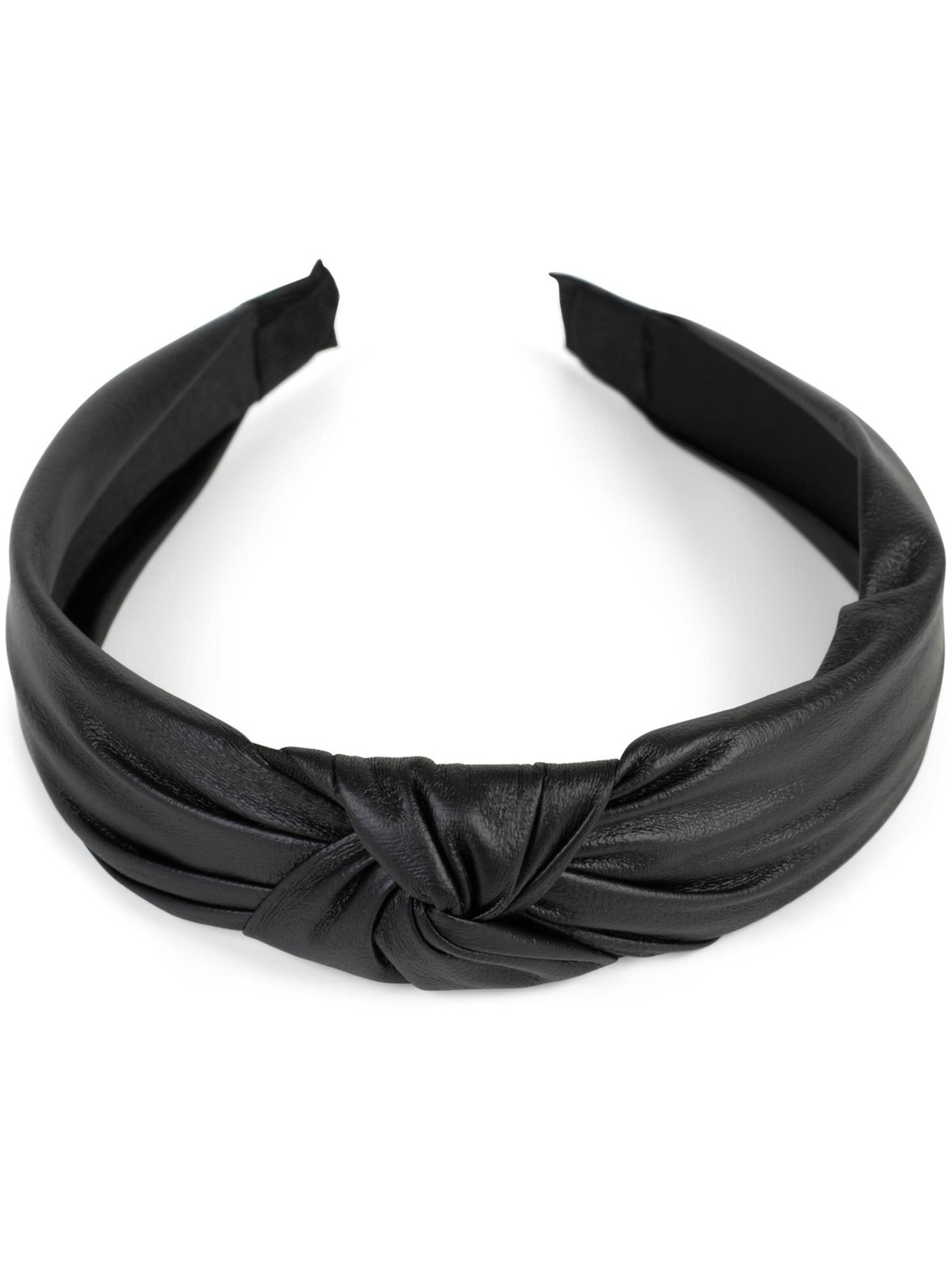 styleBREAKER Haarschmuck 'Haarreif Kunstleder Optik mit Knoten'‌‌‌ in Schwarz: Vorderseite
