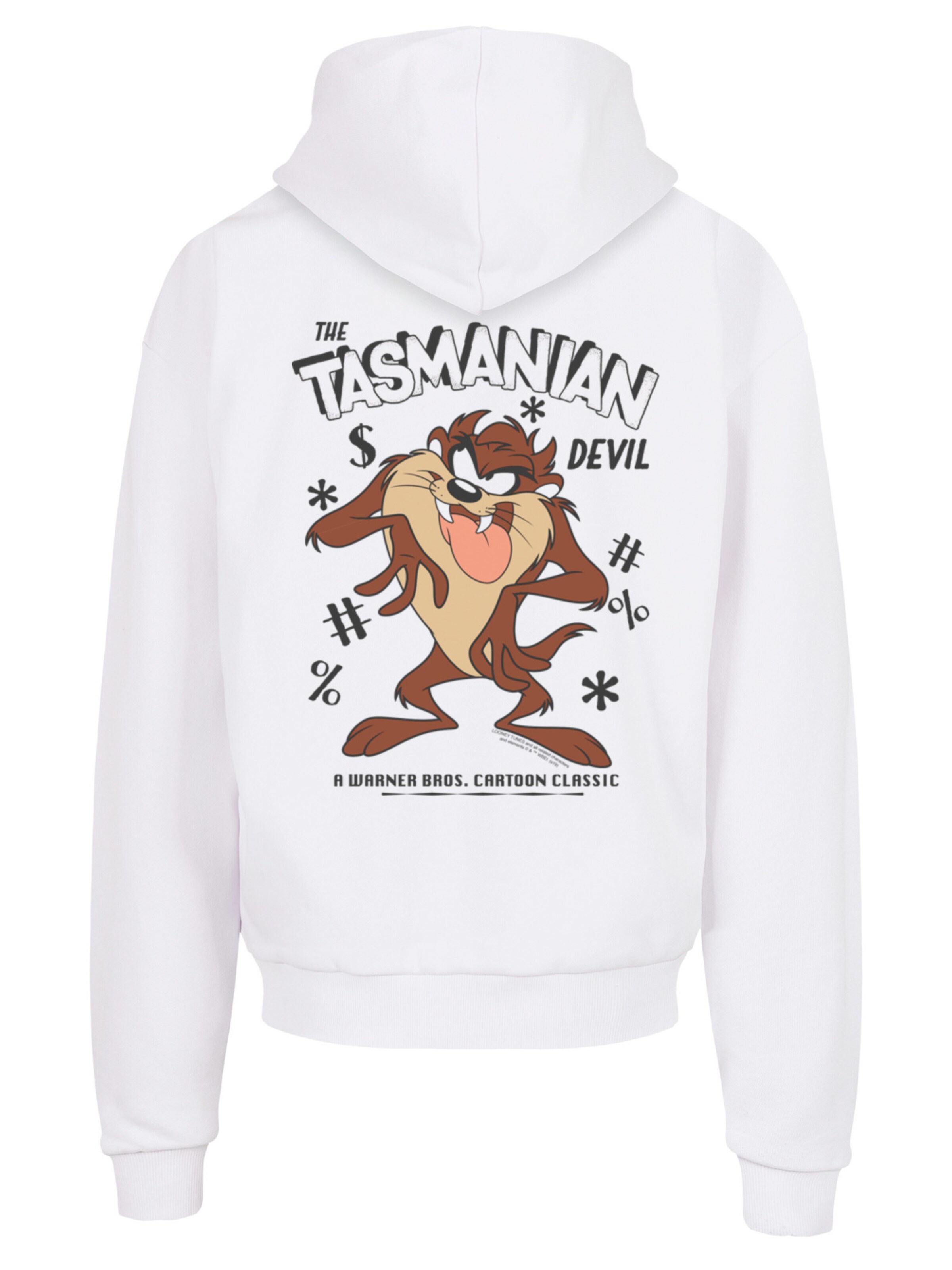Sweat-shirt 'Looney Tunes Vintage Tasmanian Devil' F4NT4STIC en blanc : devant