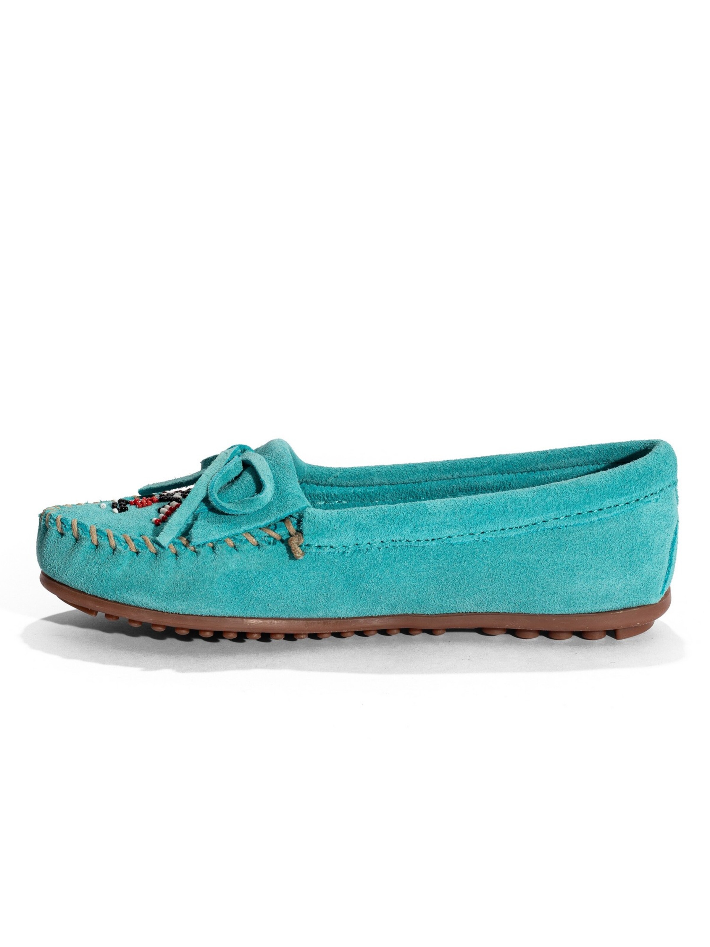 Mocassin 'Moosehide Kilty' Minnetonka en bleu : devant