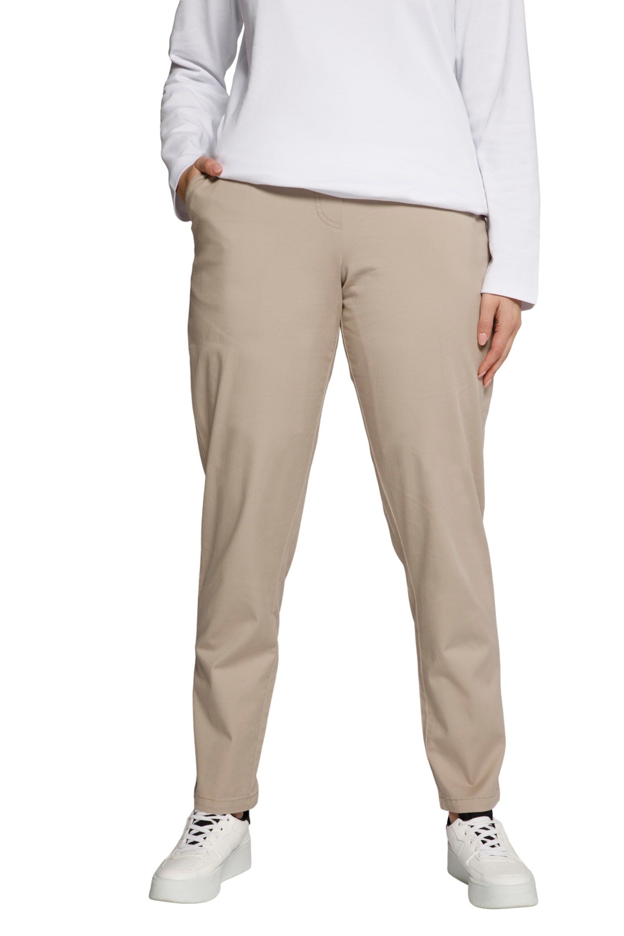 Ulla Popken Regular Trousers 'Rena' in Beige: front