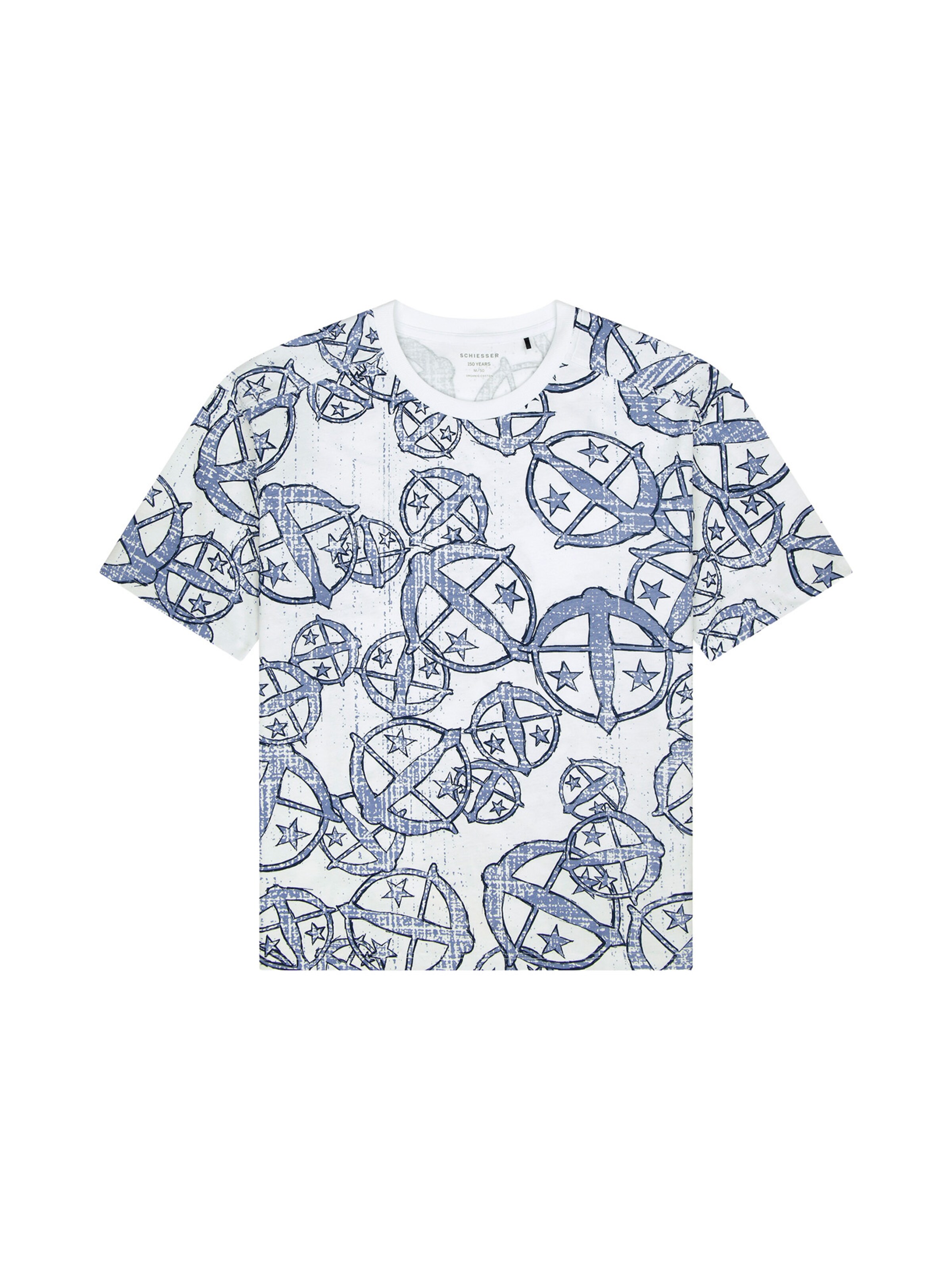 SCHIESSER Shirt ' SCHIESSER 150 YEARS ' in de kleur Blauw / Wit, Productweergave