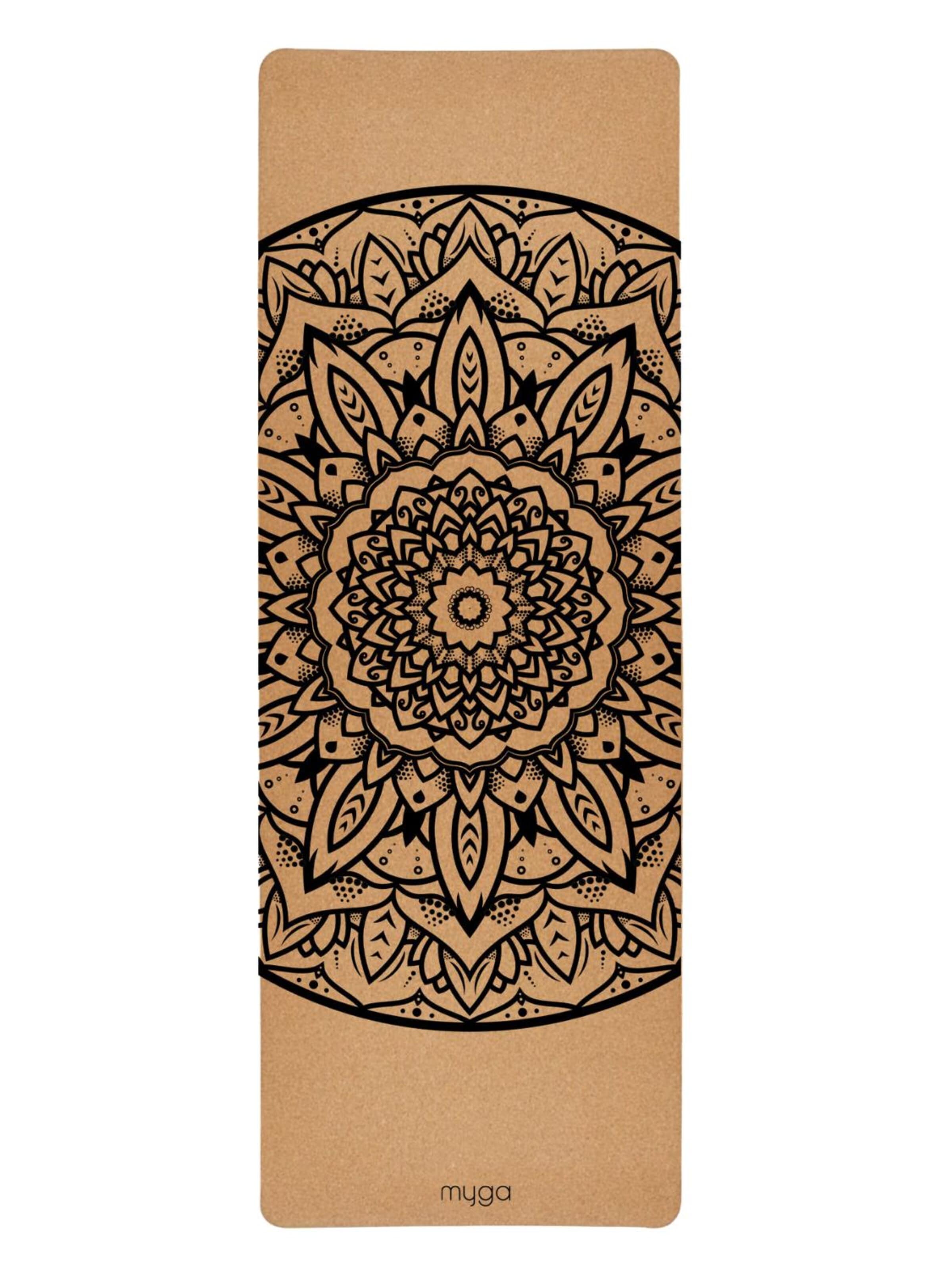 myga Mat 'Extra große Kork-Yogamatte - Mandala' in Brown: front