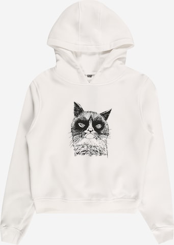 Mister Tee Sweatshirt 'Unhappy Cat' in Wit: voorkant