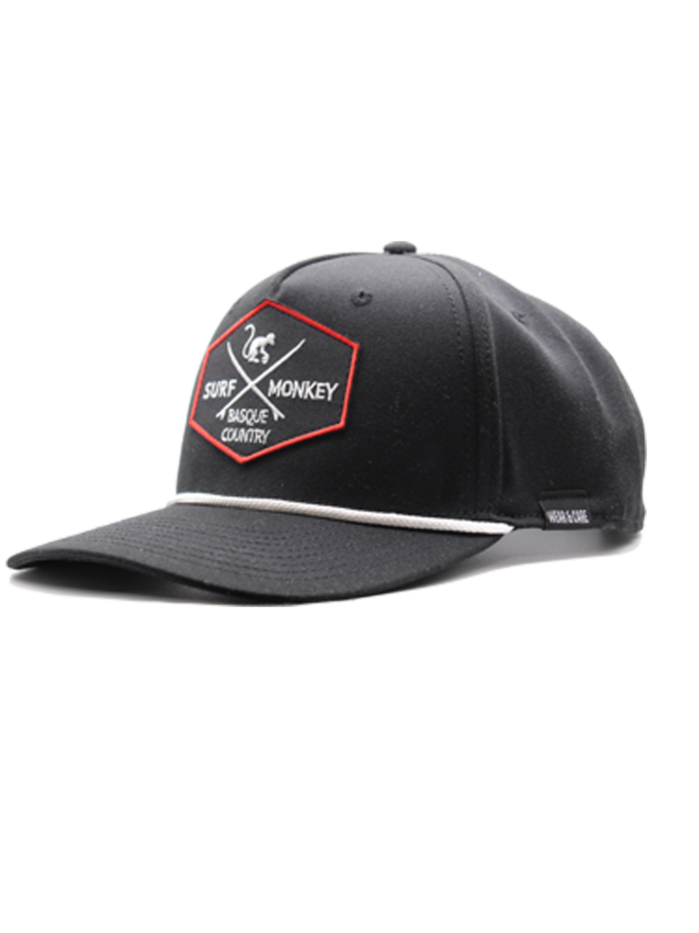 Surf Monkey Sportpet 'Baseballkappe mit Kordel' in Zwart: voorkant