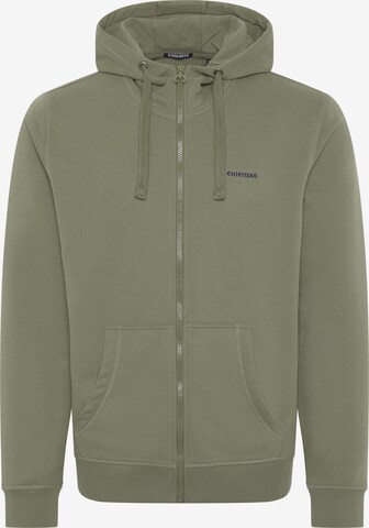 CHIEMSEE Athletic Zip-Up Hoodie in Green: front