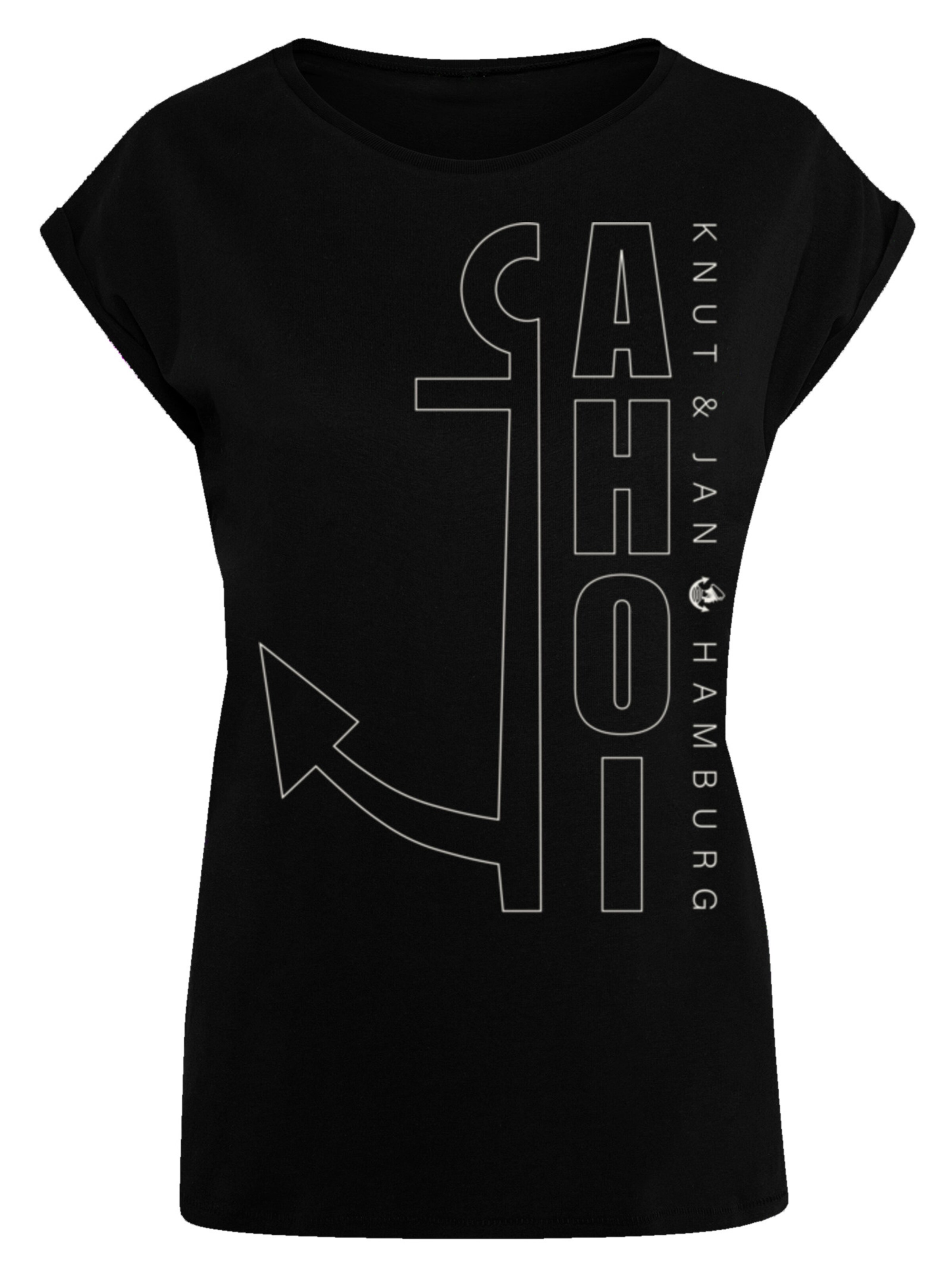 F4NT4STIC Shirt 'Ahoi Anker Outlines Knut & Jan Hamburg' in Schwarz: Vorderseite