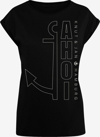 F4NT4STIC Shirt 'Ahoi Anker Outlines Knut & Jan Hamburg' in Black: front