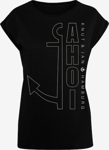 F4NT4STIC Shirt 'Ahoi Anker Outlines Knut & Jan Hamburg' in Schwarz: Vorderseite