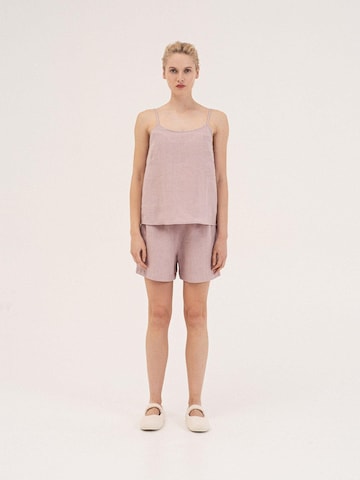 AmourLinen Pajama 'Night Owl' in Pink