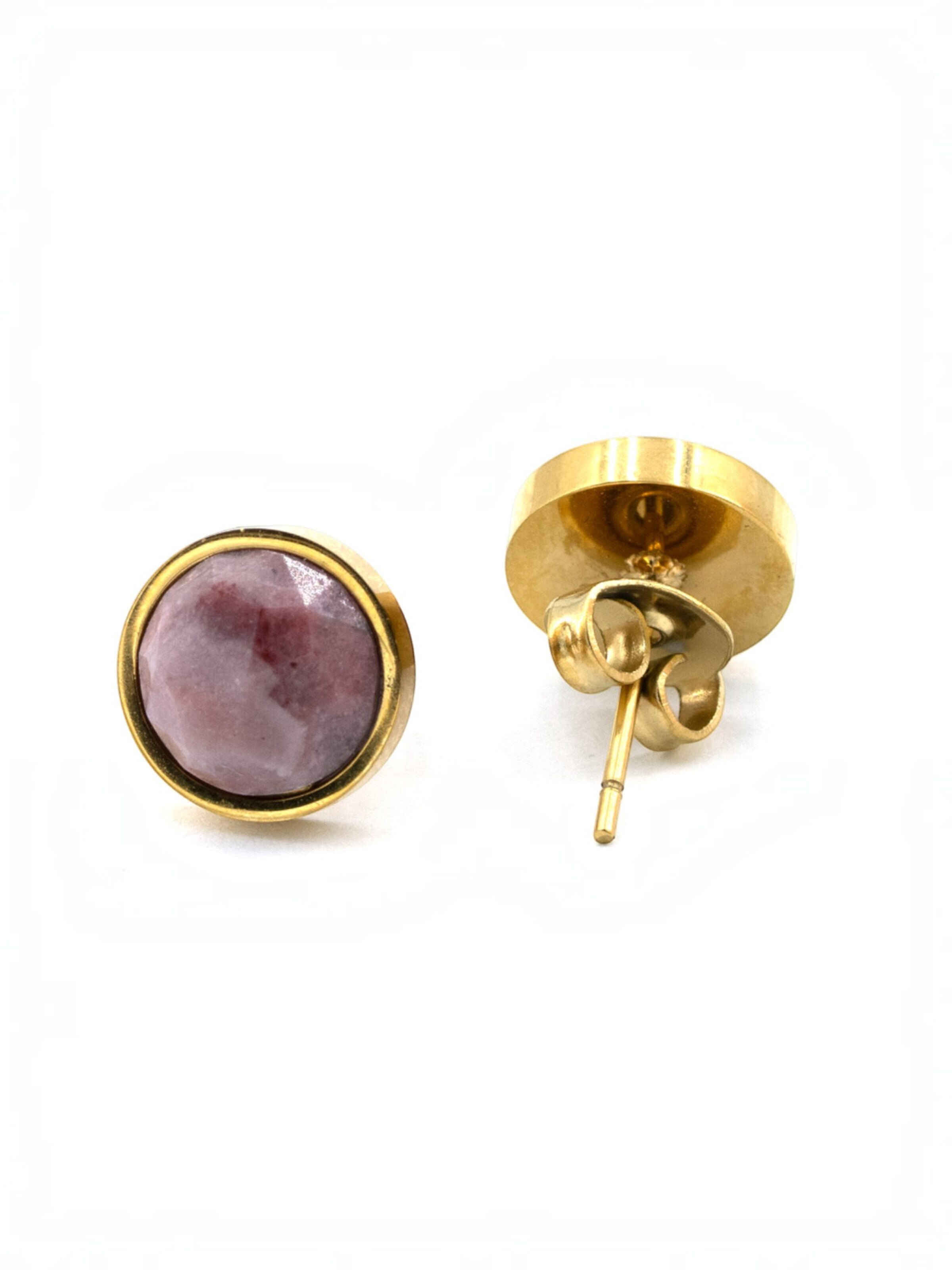Sergio Engel Earrings 'Beach Ohrring 04 wasserfester vergoldeter Ohrstecker mit Naturstein' in Pink: front