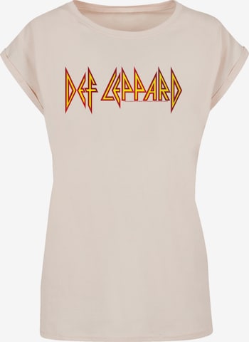 F4NT4STIC Shirt 'Def Leppard' in Beige: voorkant