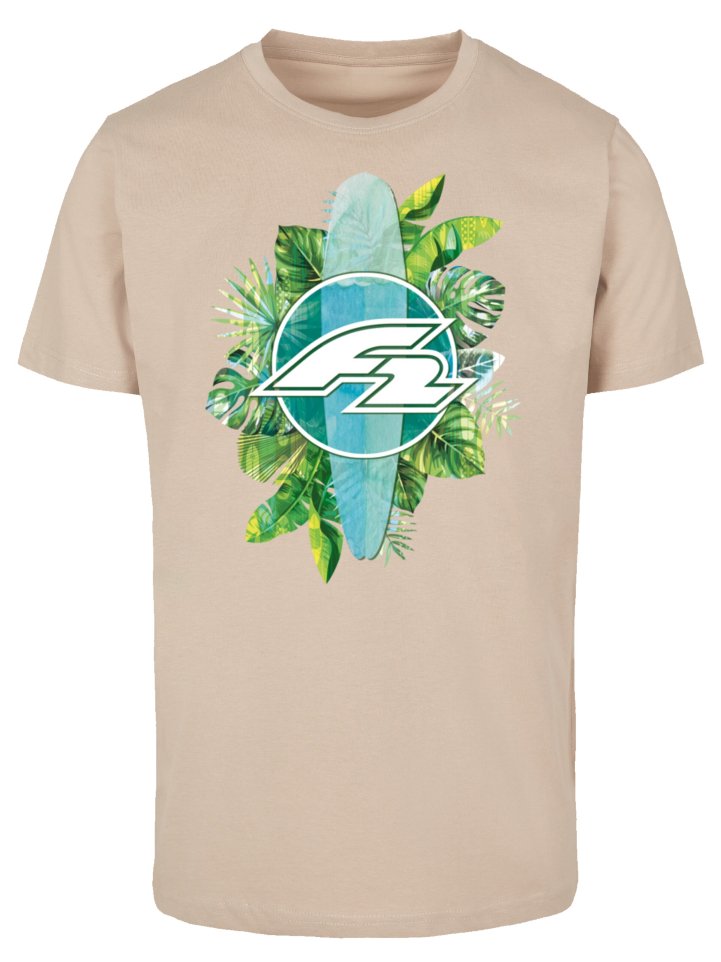 F2 Shirt 'Tropical Surfboards Sommer' in Beige: front