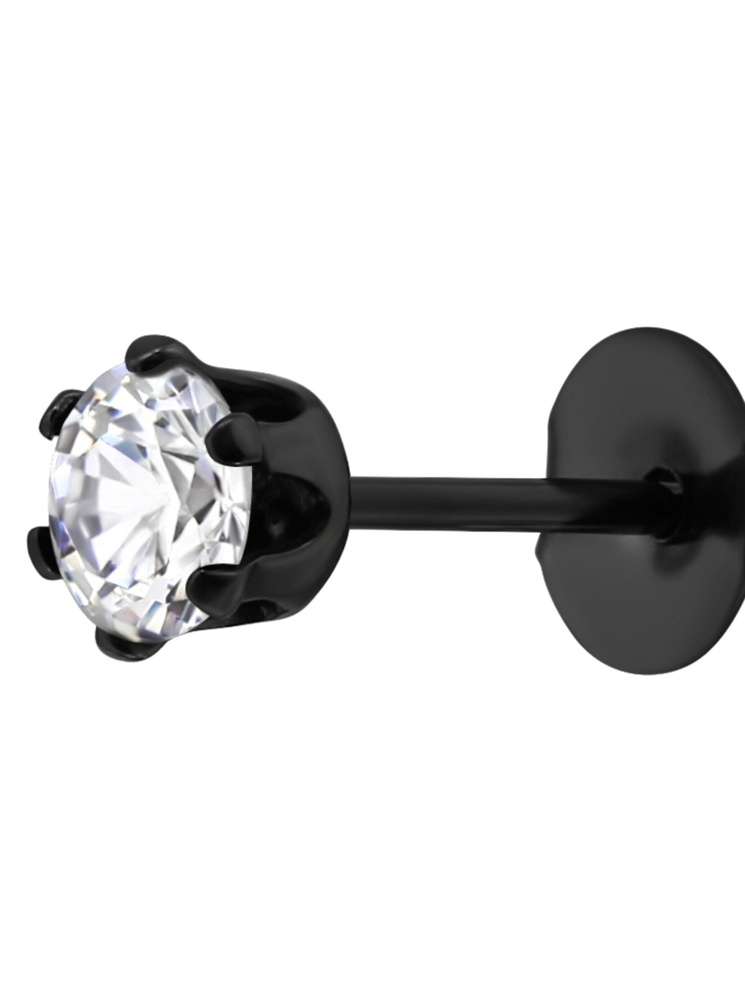 Maxte Earrings 'Runde 4 mm Ohrstecker aus Edelstahl mit Zirkonia' in Black