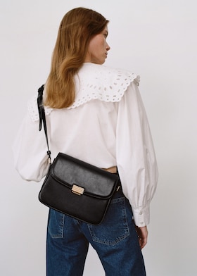 MANGO Bolso con asa 'Agatha' en negro