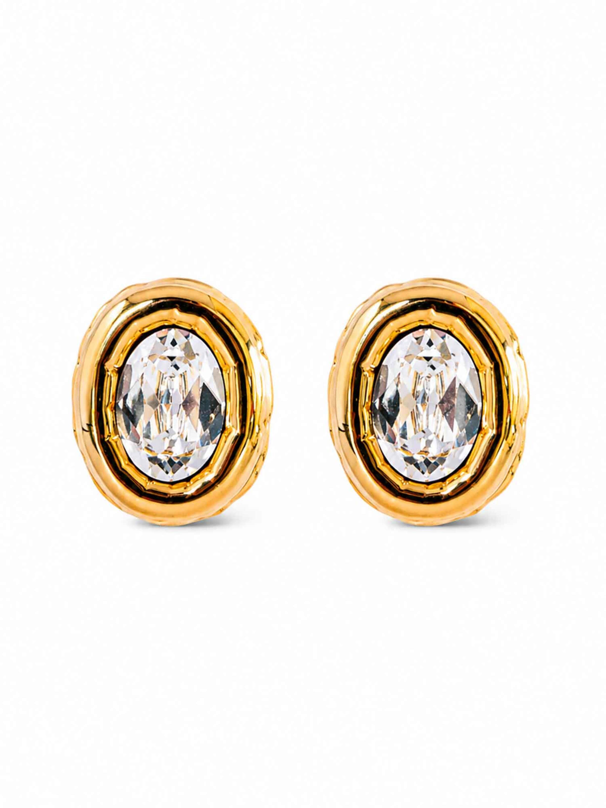 RteRmeNaušnice 'Sparkle Oval Crystal Gold Earrings' - zlatna boja: prednji dio
