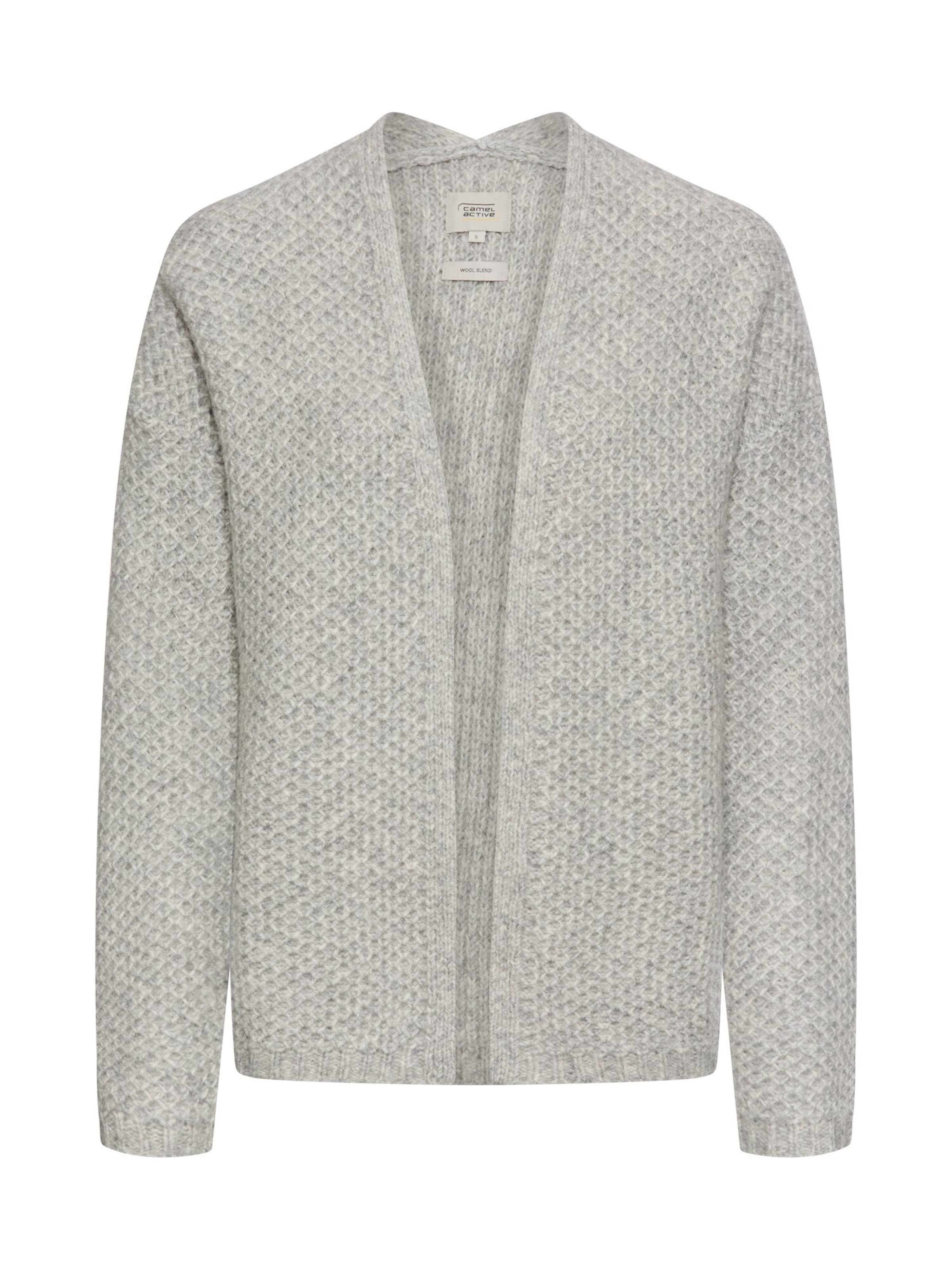 CAMEL ACTIVE Strickjacke mit überschnittenen Schultern in Grau: Vorderseite