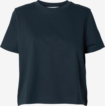 T-shirt 'ESSENTIAL' SELECTED FEMME en bleu : devant