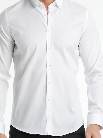 7Camicie Slim fit Zakelijk overhemd 'Leonardo Essentials Poplin Stretch Man Shirt' in Wit