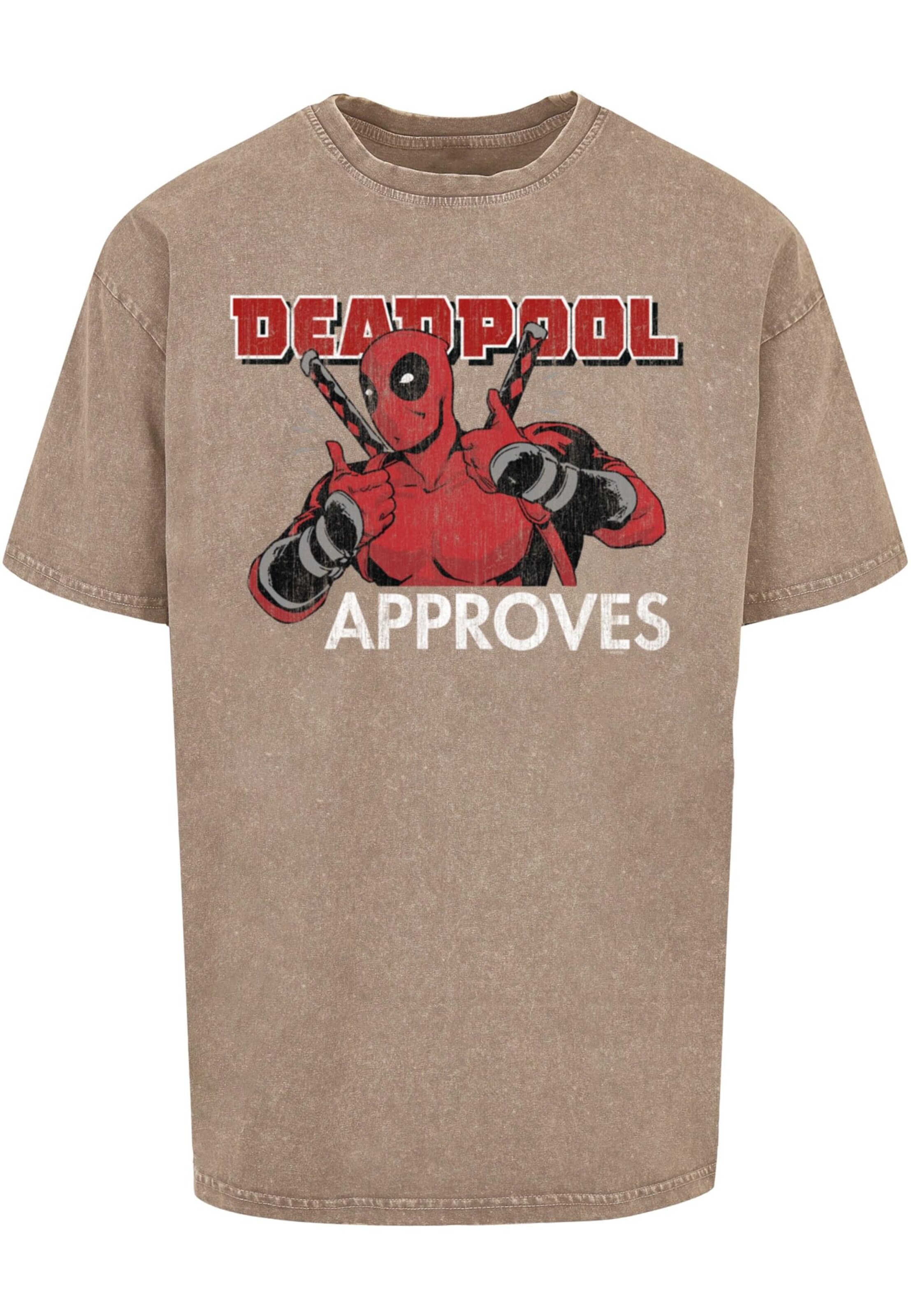 ABSOLUTE CULT Shirt 'Deadpool - Approves' in Beige: voorkant