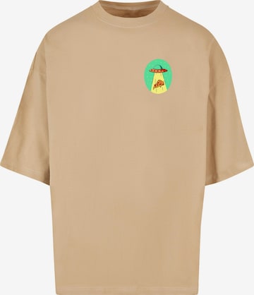 Mister Tee T-Shirt 'Ufo Pizza' in Beige: predná strana