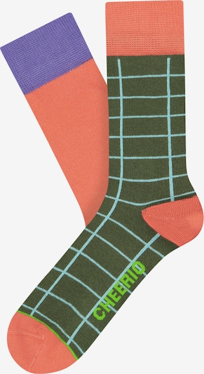 CHEERIO* Socken 'COLOR OF LOVE' in hellblau / oliv / kiwi / helllila / orange, Produktansicht