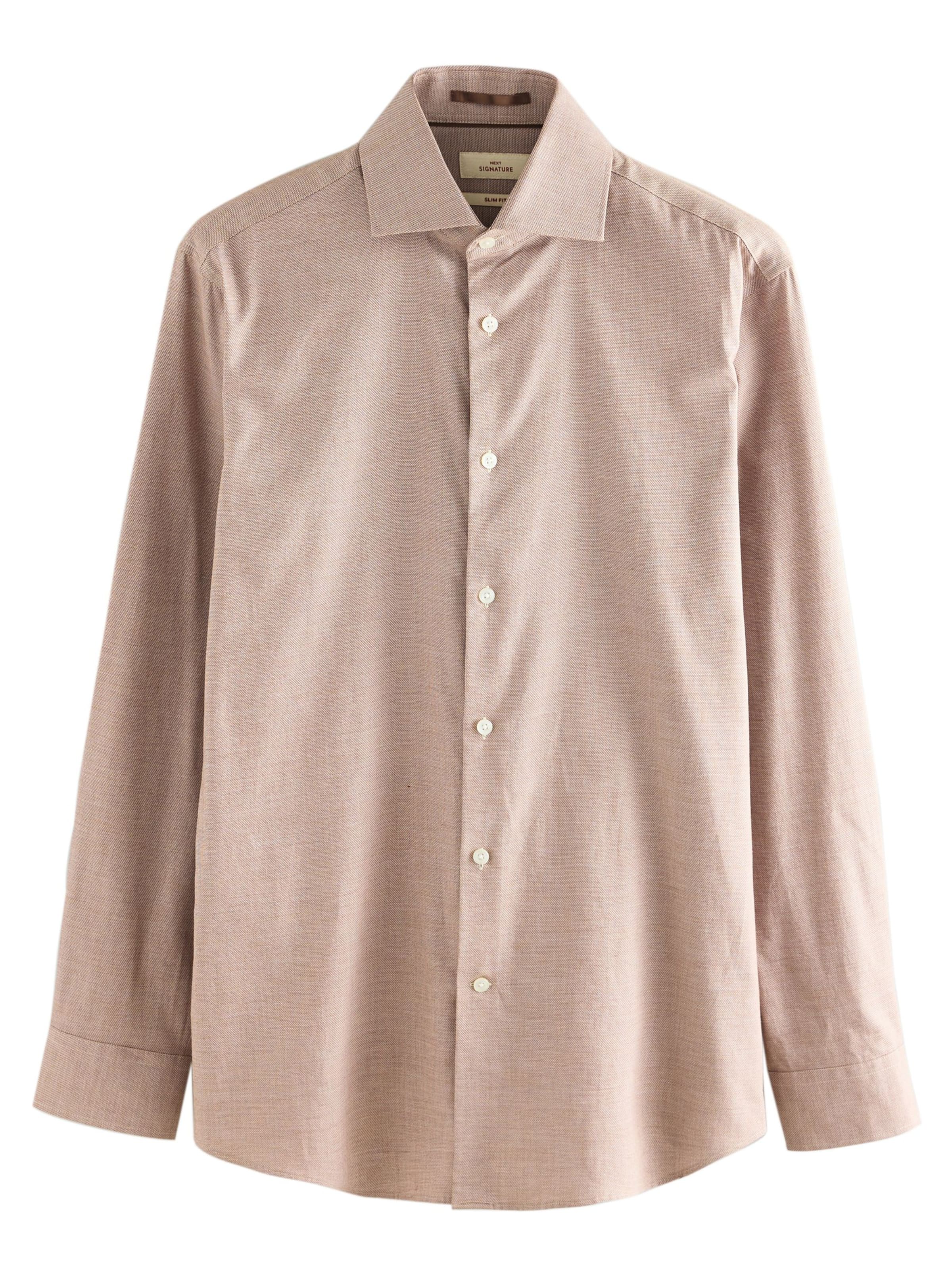 Next Slim fit Button Up Shirt in Brown: front